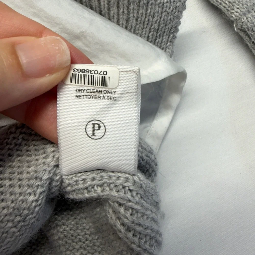 Brochu Walker Looker Layered Sweater XS Gray Cashmere Cotton V Neck 3/4 Sleeve